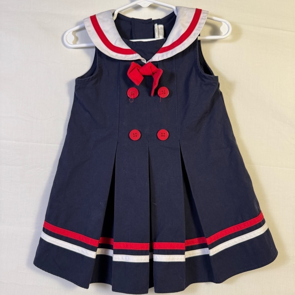Starting Outs Navy Blue and Red Sailor Dress Kids Size 24M